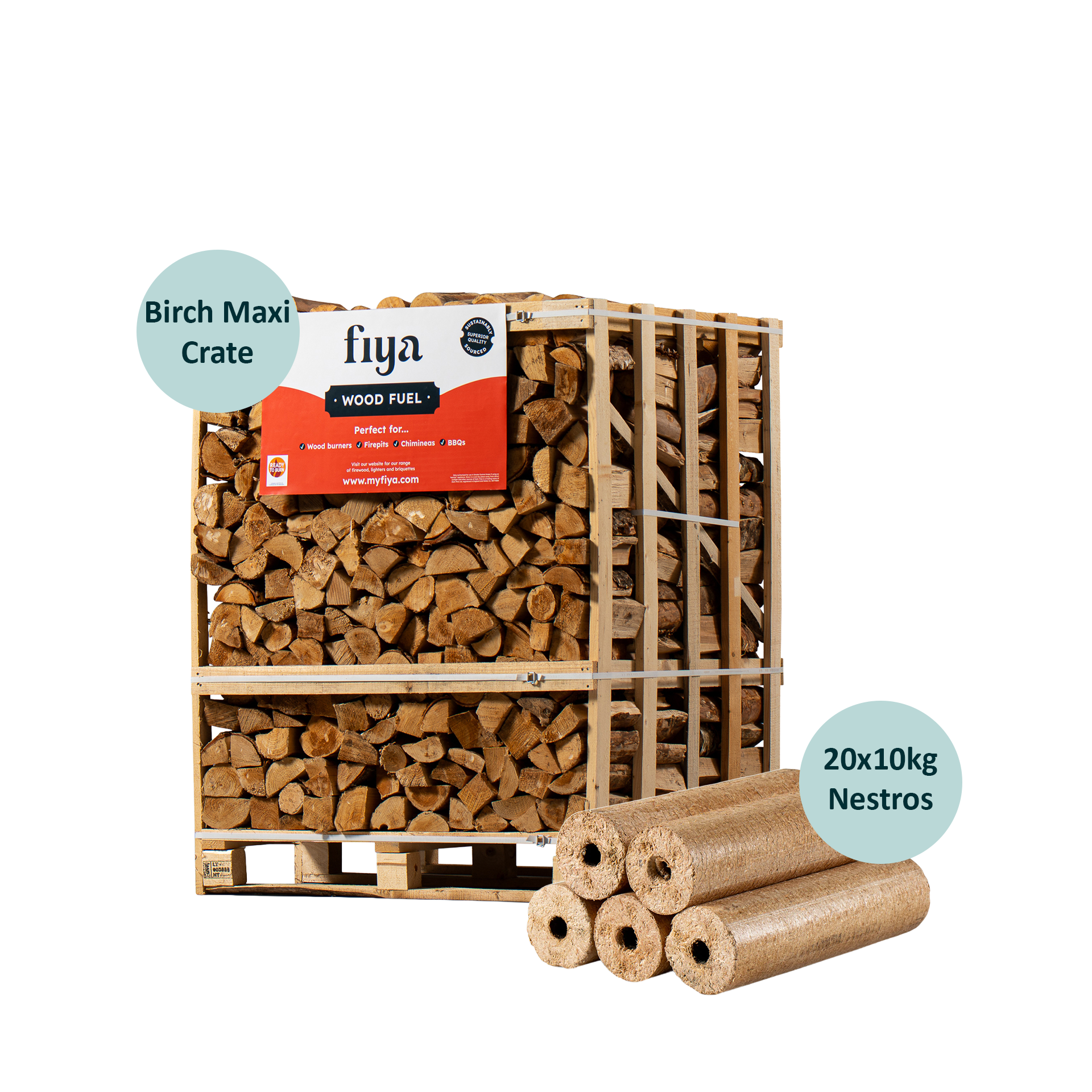 Birch Maxi Crate + 20x10kg Nestro Heat Logs - Image 1